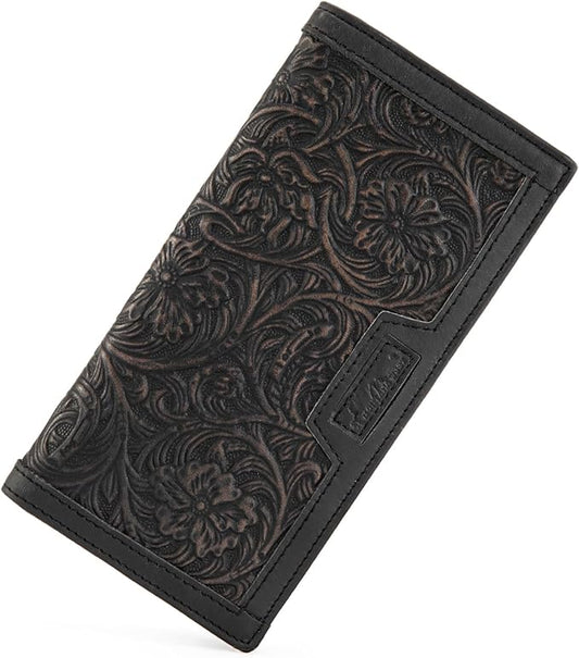 Montana West Wallet for Men Western Tooling Floral Leather Wallet Large Capacity Mens Slim Bifold Wallets with ID Window