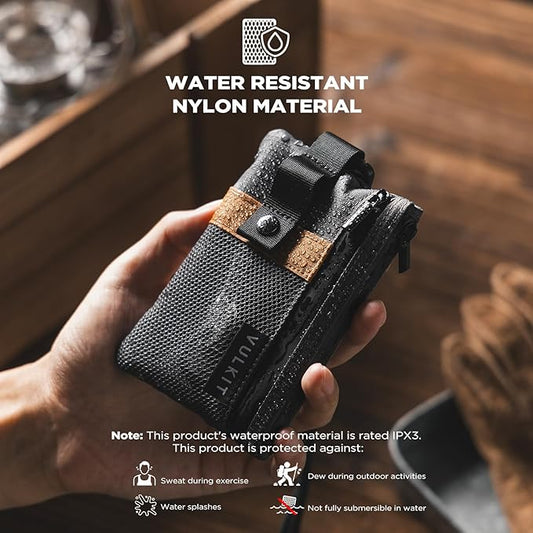 VULKIT Small Minimalist Wallet for Women and Men RFID Blocking, Zipper Coin Pouch with ID Window and Keychain, Water Resistant Travel Lanyard Wallet Grey