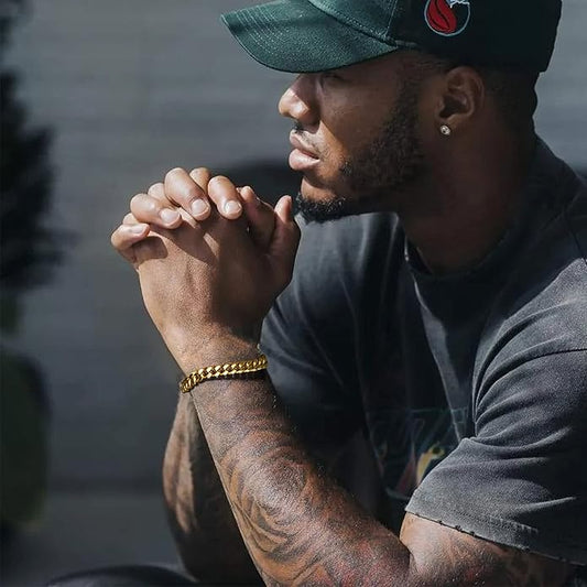 Stainless Steel Bracelets for Men,Cuban Link Mens Bracelet Silver/Black/Gold Plated Classic Chain Wrist Bracelets Jewelry Gifts for Dad Husband 5/7/9/12MM Width,7.5"/8.3"/9" Length with Gift Box