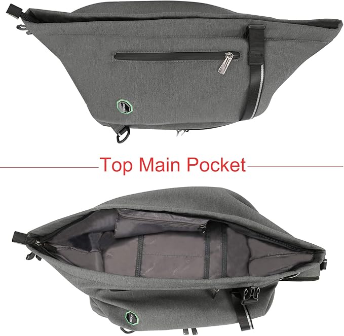 Large Sling Bag Laptop Backpack Cross Body Messenger Bag Shoulder Travel Rucksack (B-Light Gray)