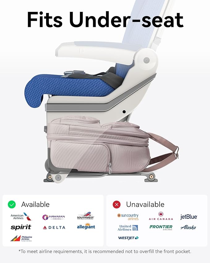 LUGGEX Underseat Carry On Luggage with Wheels, Stylish Lightweight Under Seat Luggage, Soft Sided Personal Item Suitcase for Short Trip (Grey Pink, 16 Inch)