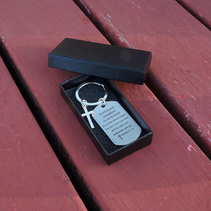 Inspirational Scripture Keychain with Cross - Bible Verse Matte Key Chain Religious Gift for Christian