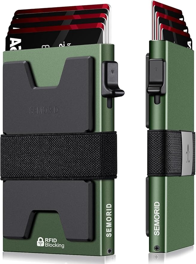 Slim Aluminum Card Holder Wallet - RFID Blocking Pop up Minimalist Wallet for Men | Front Pocket Smart Wallet Metal Card Case | Presents for Him