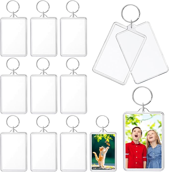 12 Pcs Photo Keychain (2 x 3inch) Transparent Picture Keychain, Acrylic Photo Insert Keychain Blank Photo Insert Keyring DIY Personalize Favor Graduation Gift