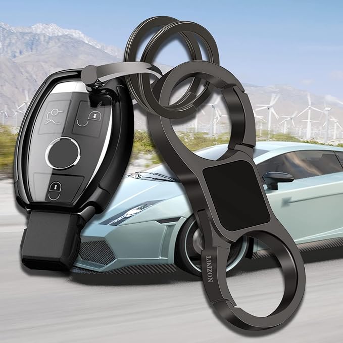 Key Chain Quick Release Spring with 4 Key Rings Car Keychain for Men and Women