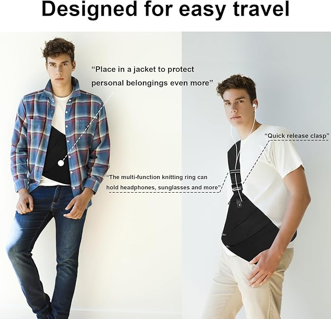 Sling Bag Anti-theft Crossbody Shoulder Bag Chest Backpack Casual Daypack for Men Women