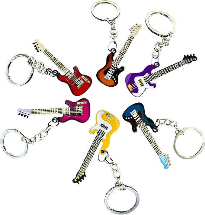 guitar keychain gift for Men Mini Cute Bass Key Chain Ring for Kids High-end Car Keyring Electric Guitar Key Holder