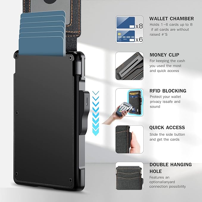 umoven Wallet for Men - with Money Clip Slim Leather Slots Credit Card Holder RFID Blocking Bifold Minimalist Wallet (denim)