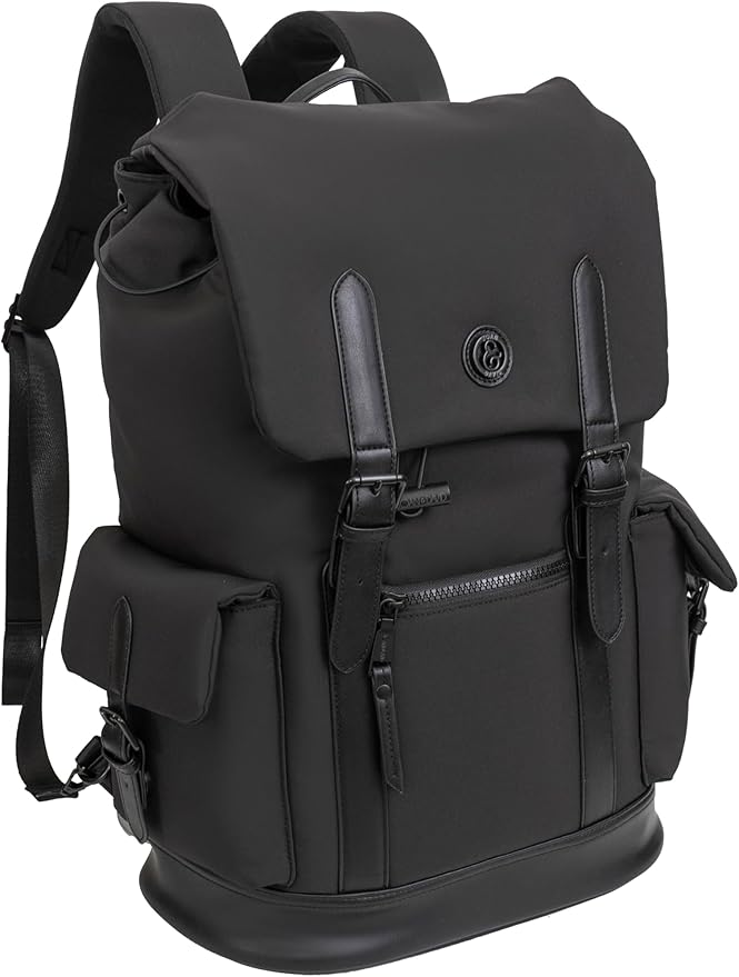 Joan & David 18 Inch Sport Nylon Backpack with Padded Laptop Sleeve (Black)