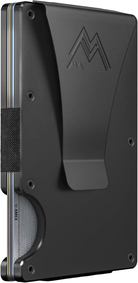 Mountain Voyage Co Minimalist Wallet for Men & Women - Slim RFID Wallet, Scratch Resistant, Credit Card Holder & Money Clip, Easily Removable Money & Cards, (Black Titanium)
