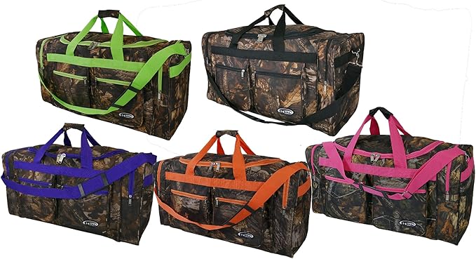"E-Z Roll" 30" Tree Camouflage Duffel Bag/Sports Bag/Outdoor Bag/Travel Bag (Purple Trim)