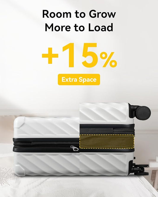 LUGGEX Luggage with Spinner Wheels, Polycarbonate Expandable Hard Shell Suitcase, Carry On 20 Inch, Yellow