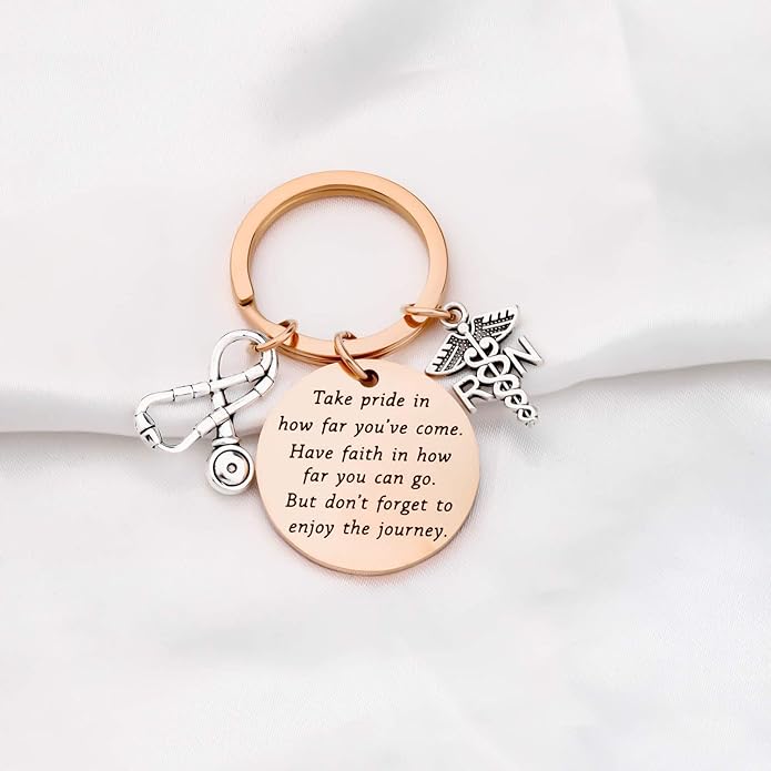 FUSTMW RN Nurse Keychain Gift - RN Graduate Gifts - Registered Nurse Charm