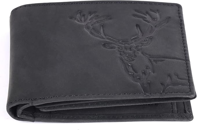 LONDON ALLEY Elk Vintage Black Men's Leather Wallet.