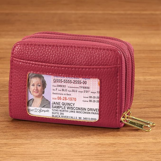 Fox Valley Traders RFID Zip Around Wallet, Red