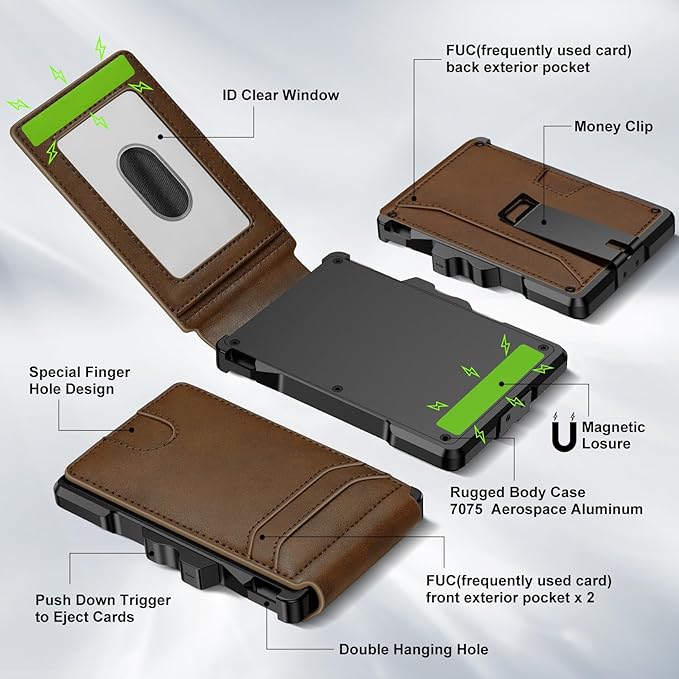 furid Smart Wallet For Men Slim: Rfid Minimalist Pop Up Wallets with Money Clip Metal Credit Card Holder - Gifts for Husband Father at Birthday Anniversary