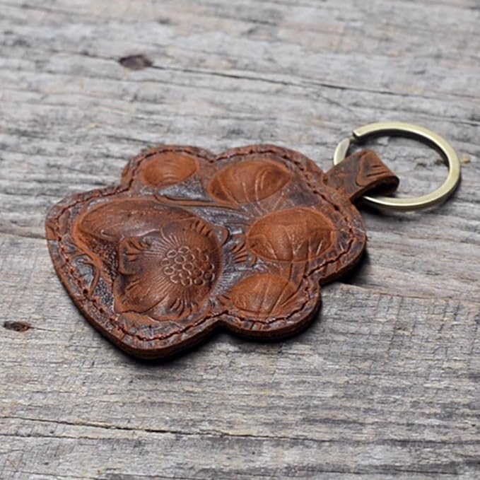 JJNUSA Dog Paw Leather KeyChain Gift Women Men Key Rings Puppy Doggie Lover Accessories