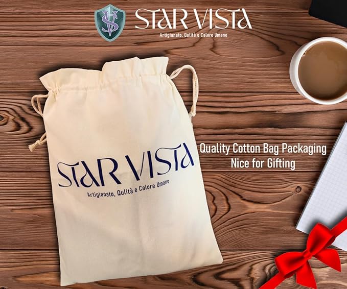 STAR VISTA 15.6" Trajan Premium Calfskin Leather Laptop Backpack for Men, Multi Pockets, Business Travel Bag, Casual Outdoor Rucksack, YKK Zippers, Black