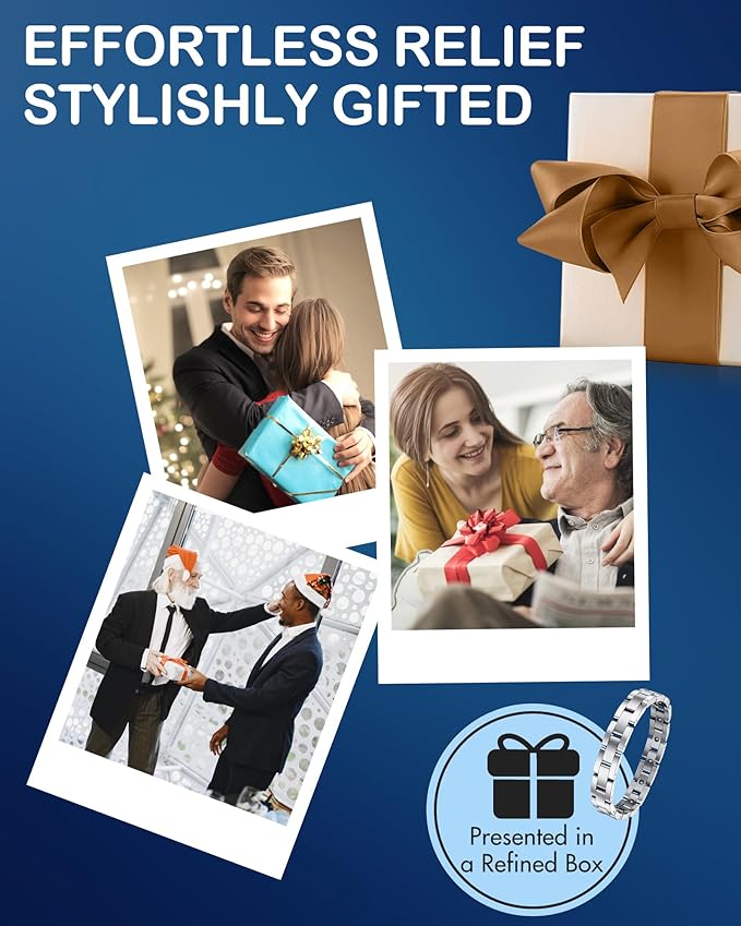 Feraco Magnetic Bracelets for Men Sleek Titanium Stainless Steel Magnetic Therapy Bracelet with Sizing Tool, Jewelry Gifts for Men (Silver)