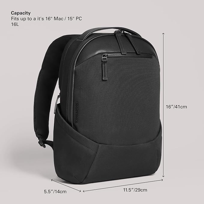 Troubadour Apex Compact Backpack 3.0-16L Premium Laptop Backpack - Ergonomic & Water Resistant - Designed for Work and Travel - Black