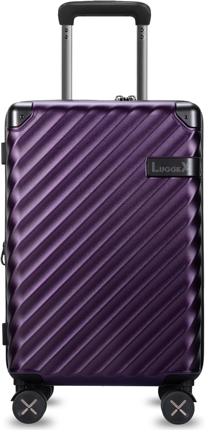 LUGGEX Luggage with Spinner Wheels, Polycarbonate Expandable Hard Shell Suitcase, Carry On 20 Inch, Purple