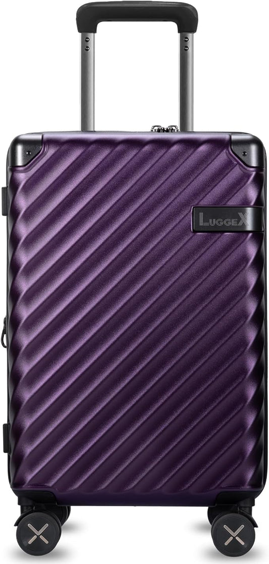LUGGEX Luggage with Spinner Wheels, Polycarbonate Expandable Hard Shell Suitcase, Carry On 20 Inch, Purple