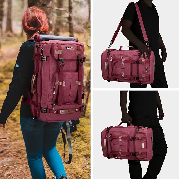 WITZMAN Canvas Backpack Vintage Travel Backpack Large Laptop Bags Convertible Shoulder Rucksack