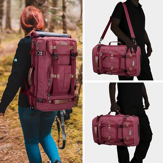 WITZMAN Canvas Backpack Vintage Travel Backpack Large Laptop Bags Convertible Shoulder Rucksack