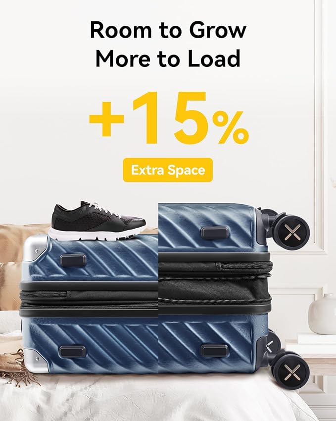 LUGGEX Luggage with Spinner Wheels, Polycarbonate Expandable Hard Shell Suitcase, Carry On 20 Inch, Pink Rose