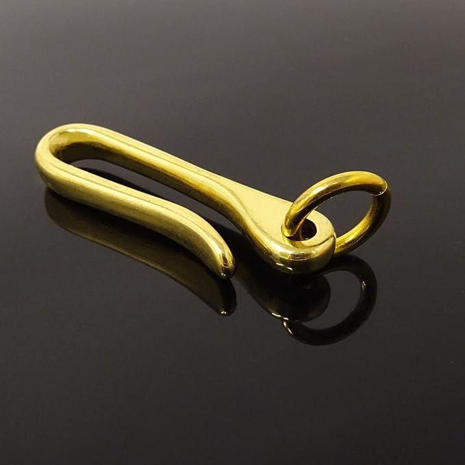 Honbay 2PCS Brass U Hook Key Rings Car keychains Belt Clips Pocket Clip Holder with Ring for Men and Women