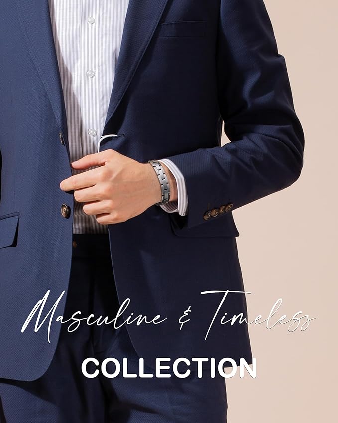 Feraco Magnetic Bracelets for Men Sleek Titanium Stainless Steel Magnetic Therapy Bracelet with Sizing Tool, Jewelry Gifts for Men (Silver)