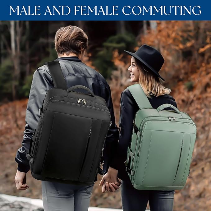 Large Travel Laptop Backpack, Carry on Backpack, 17.3 Inch Durable Business Work Sport Bag with USB Port, Water Resistant Rucksack Book Bag Gifts for Men Women, Black 22