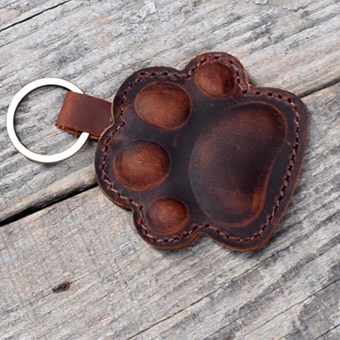 JJNUSA Dog Paw Leather KeyChain Gift Women Men Key Rings Puppy Doggie Lover Accessories