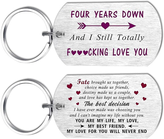 Funny Anniversary Wedding Gifts for Men Women, I Still Totally F Love You Anniversary Keychain for Him Her Husband Wife