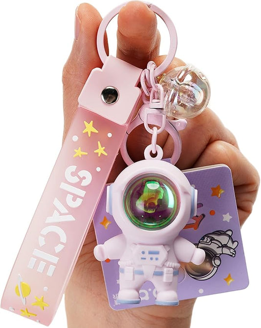 YOU WIZV Astronaut Keychain, Cute Kawaii Anime Cool Keychains for Backpacks, Space Keychains with Sunset Light for Women Men
