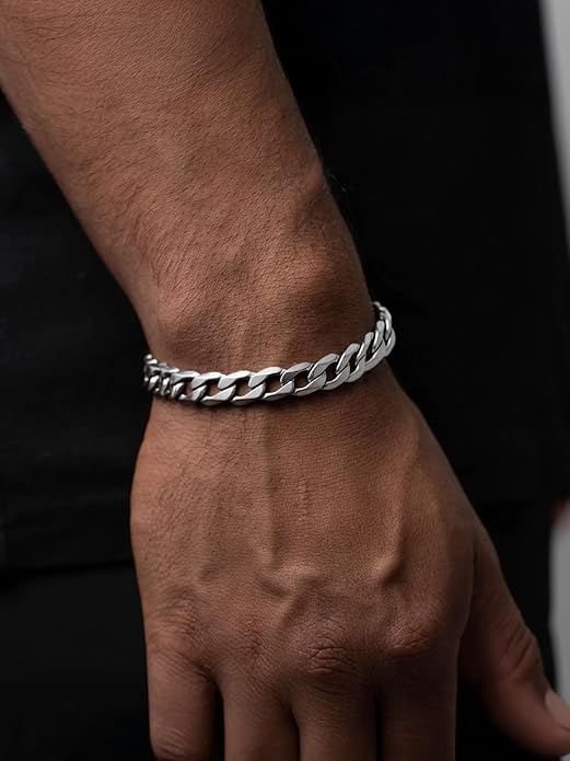 ChainsPro Men Sturdy Figaro/Cuban Chain Bracelet, 6/9/13mm Width, 7.48/8.26inch Length, 316L Stainless Steel/18K Gold Tone/Black- Send Gift Box