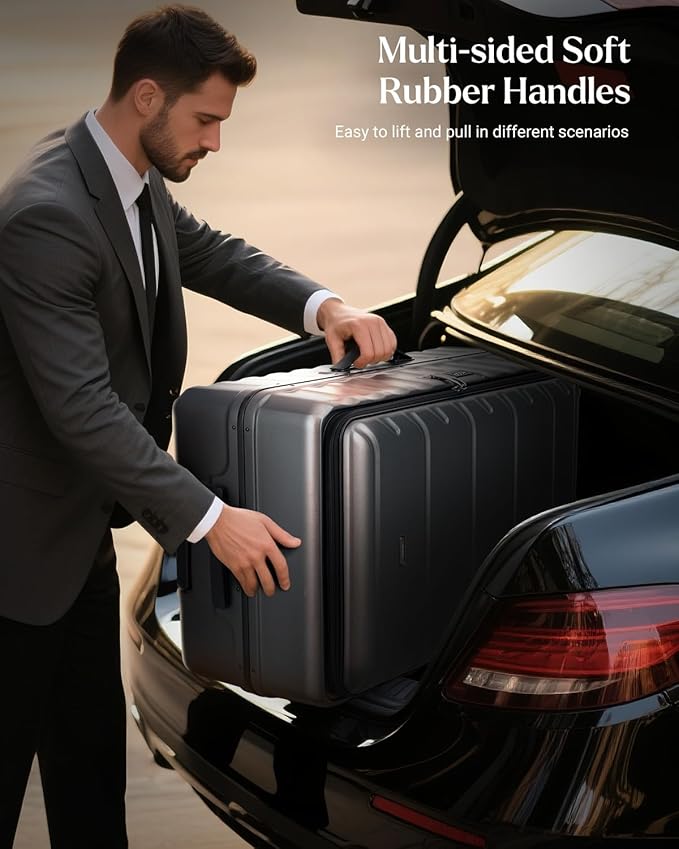 Checked Luggage, 28 Inch Luggage with Spinner Wheels, Large Suitcase with Lightweight PC Hard Shell, Aluminum Frame, Top Opening, YKK Zipper, TSA Lock (Grey, 1PC)