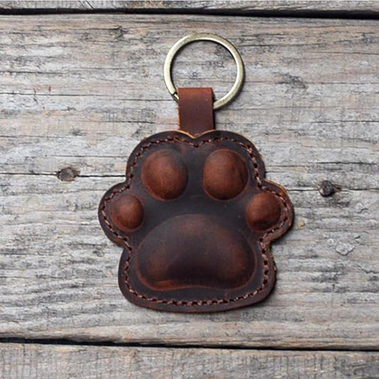 JJNUSA Dog Paw Leather KeyChain Gift Women Men Key Rings Puppy Doggie Lover Accessories