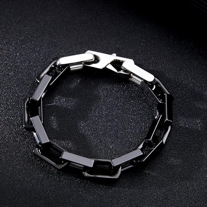 EVANYIZHOU Men's Cuban Link Bracelet - Black/Blue/White Ceramic Chain Bracelet for Men,Skin-Friendly & Durable,Gift for Husband, Dad (Valentine's, Christmas