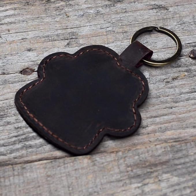JJNUSA Dog Paw Leather KeyChain Gift Women Men Key Rings Puppy Doggie Lover Accessories