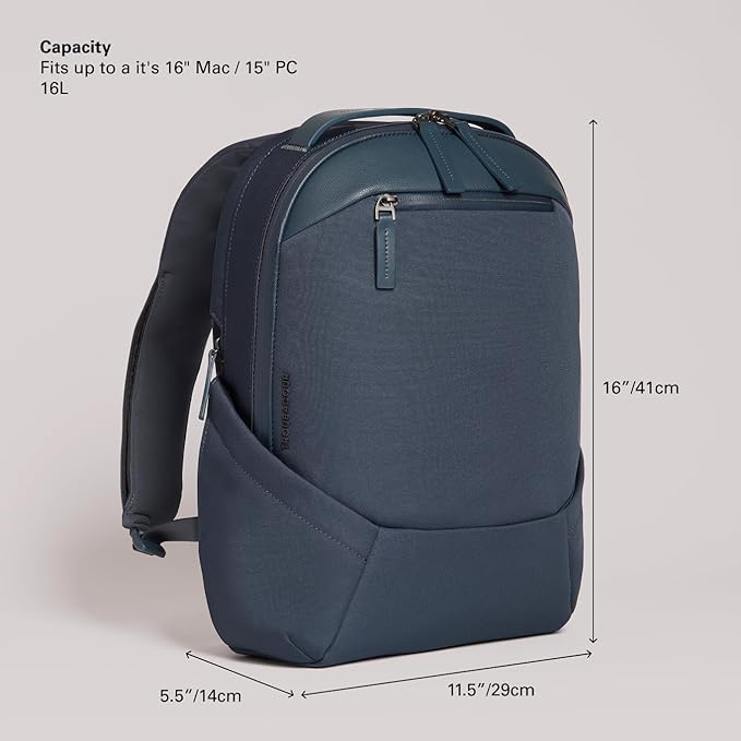 Troubadour Apex Compact Backpack 3.0-16L Premium Laptop Backpack - Ergonomic & Water Resistant - Designed for Work and Travel - Navy