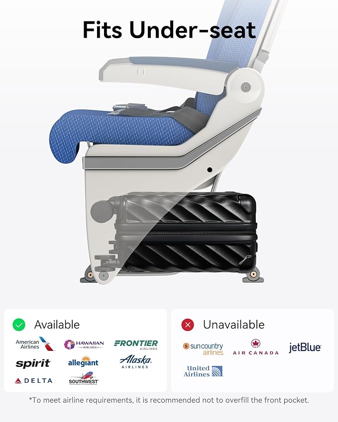 LUGGEX Luggage with Spinner Wheels, Polycarbonate Hard Shell Suitcase, Underseat 15 Inch, Beige