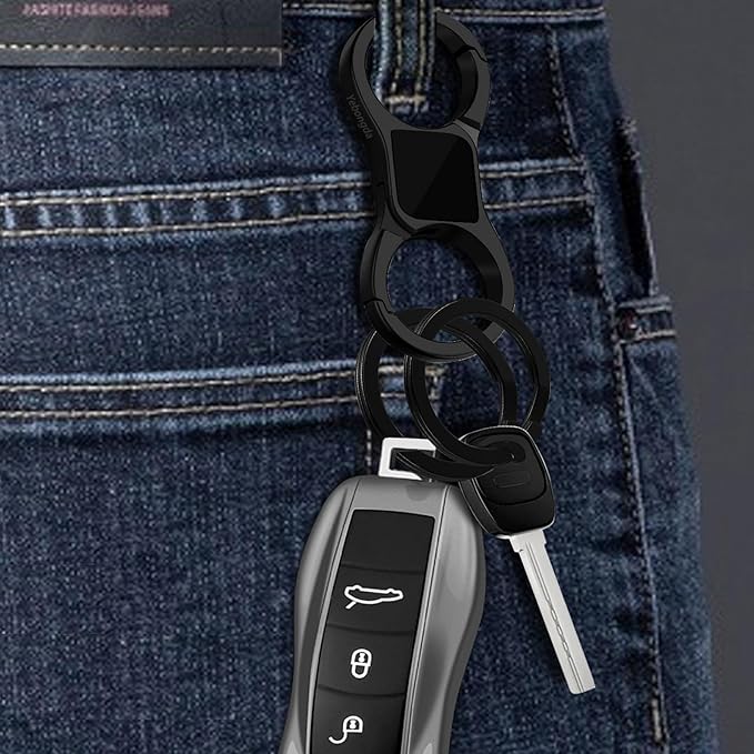 Key Chain Quick Release Spring 2 Pack with 4 Key Rings Heavy Duty Keychain Organizer for Men and Women