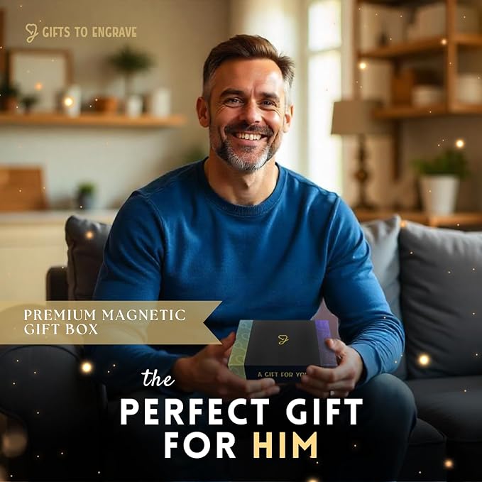 Custom Wallets For Men - Slim Personalized Wallet Gifts for Him, Mens Customized Wallet, Minimalist Engraved Wallet Clip Gifts for Dad, Fiance, Husband, Son, Father, Boyfriend - Anniversary, Birthday