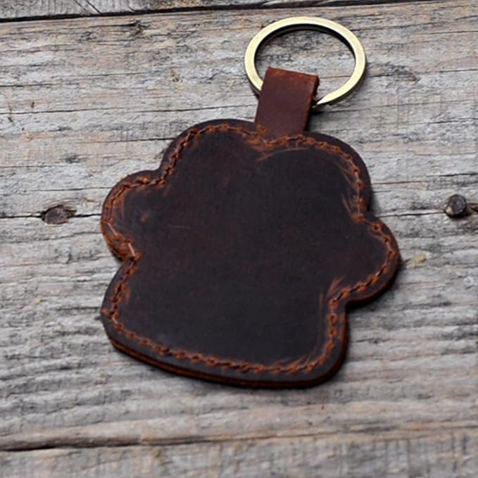 JJNUSA Dog Paw Leather KeyChain Gift Women Men Key Rings Puppy Doggie Lover Accessories