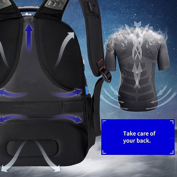 SHRRADOO Extra Large 50L Travel Laptop Backpack with USB Charging Port, College Backpack Airline Approved Business Work Bag Fits 17 Inch Computer for Men Women