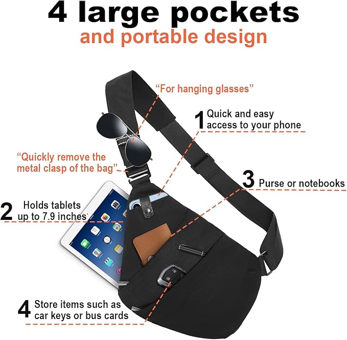 Sling Bag Anti-theft Crossbody Shoulder Bag Chest Backpack Casual Daypack for Men Women