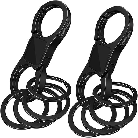 Key Chain Quick Release Spring 2 Pack with 4 Key Rings Heavy Duty Keychain Organizer for Men and Women