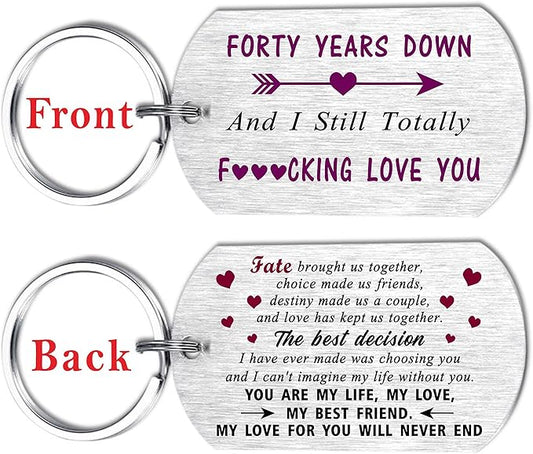 Funny Anniversary Wedding Gifts for Men Women, I Still Totally F Love You Anniversary Keychain for Him Her Husband Wife