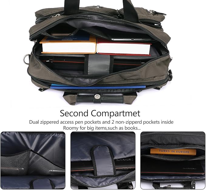 18.4 Inches Laptop Bag Multi-function Briefcase Backpack with Handle and Shoulder Strap Fits Up To 19 Inch Laptops Notebook Computer (Army Green)
